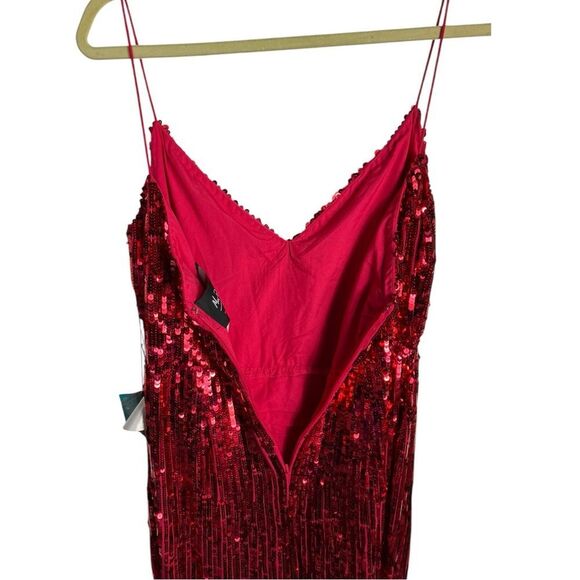 Mac Duggal Dress 8 Red Sequin Spaghetti Strap Slip Gown 10737 Red Carpet Sexy - Picture 12 of 13